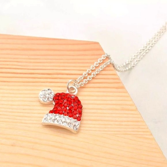 Jewelry - Crystal Studded Santa Hat Necklace